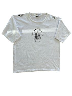 Christine Alexander Cat Graphic Tee White Rhinestone XL